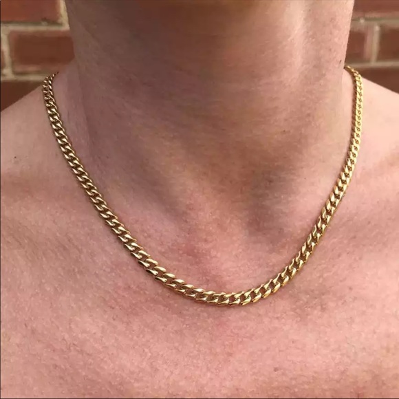 New 5mm Cuban chain gold silver necklace men’s - Picture 3 of 3